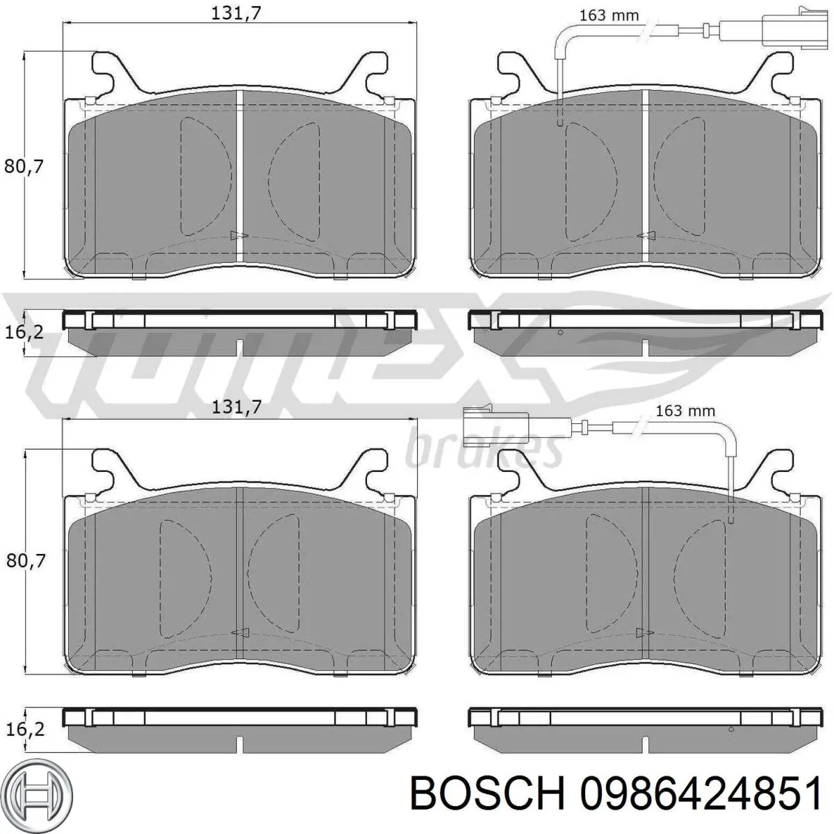 0986424851 Bosch Pastillas delanteras