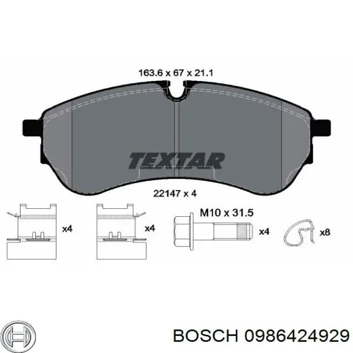 Pastillas de freno 0986424929 Bosch