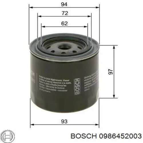 0986452003 Bosch filtro de aceite