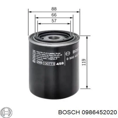 0986452020 Bosch filtro de aceite