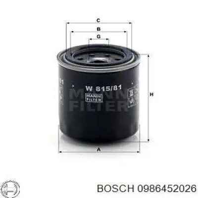 0986452026 Bosch filtro de aceite