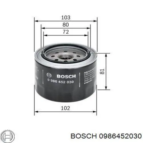 0 986 452 030 Bosch filtro de aceite