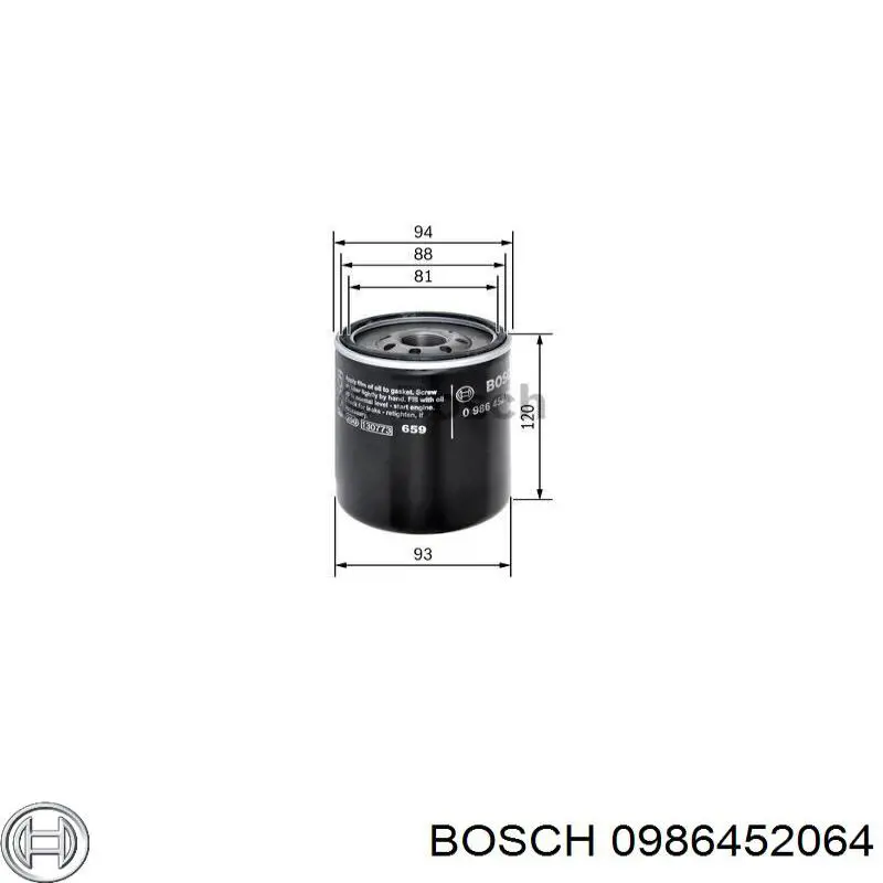 0 986 452 064 Bosch filtro de aceite