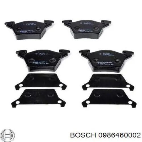 0 986 460 002 Bosch pastillas de freno traseras