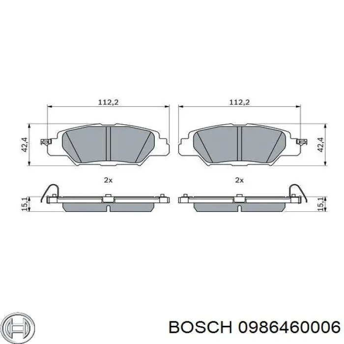 0986460006 Bosch pastillas de freno traseras