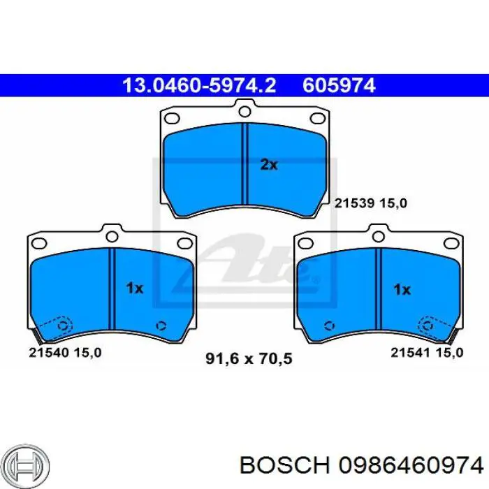 0986460974 Bosch pastillas de freno delanteras