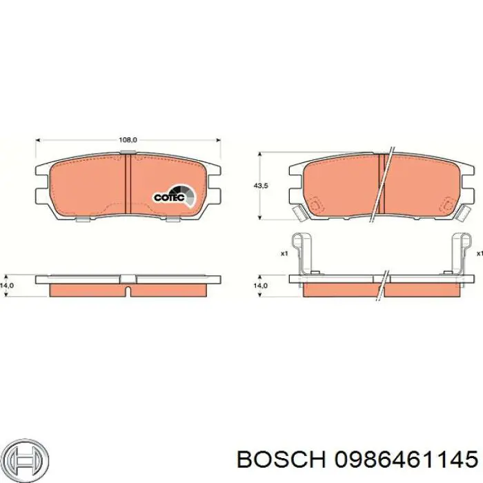 0986461145 Bosch pastillas de freno traseras