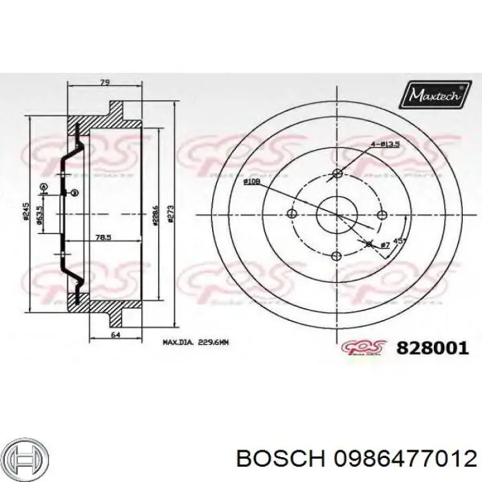 Tambor de freno trasero Bosch 0986477012 precio, desde 41,09 EUR