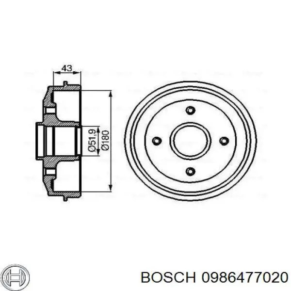 Comprar 0986477020 Bosch Tambor de freno trasero