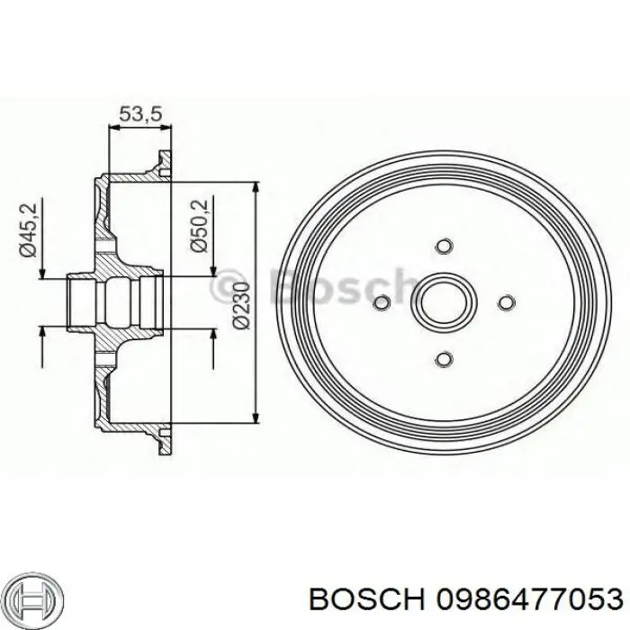 Freno de tambor trasero BOSCH 0986477053