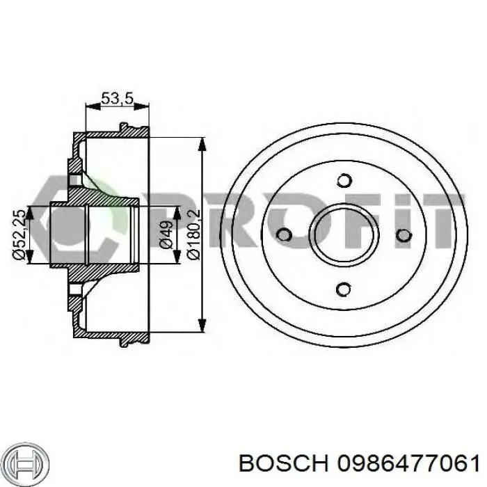 0986477061 Bosch Tambor de freno trasero