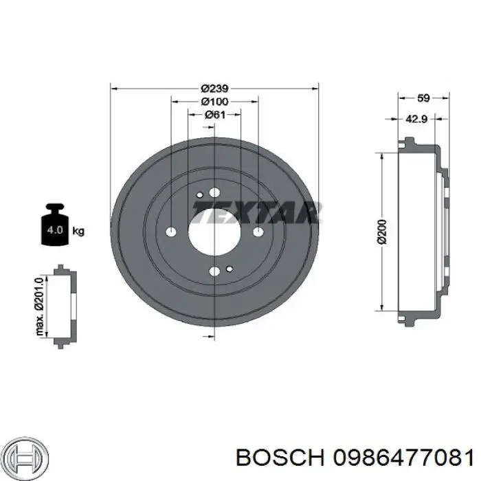 0 986 477 081 Bosch freno de tambor trasero