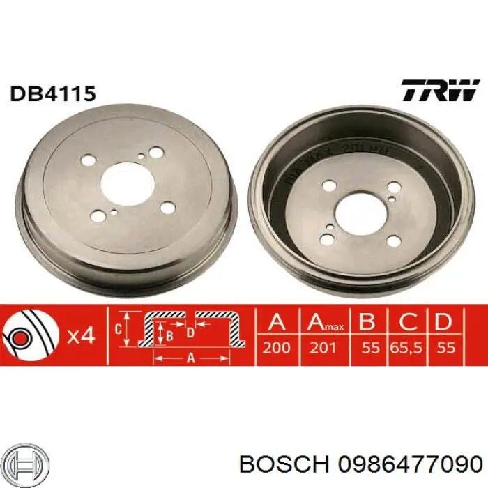 0986477090 Bosch freno de tambor trasero