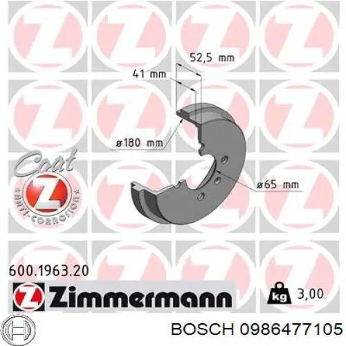 0986477105 Bosch freno de tambor trasero