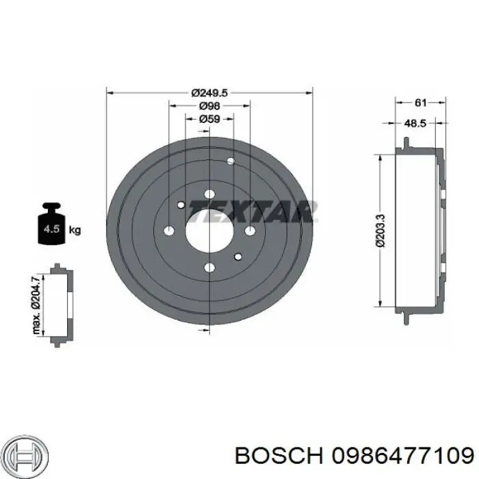 0986477109 Bosch freno de tambor trasero