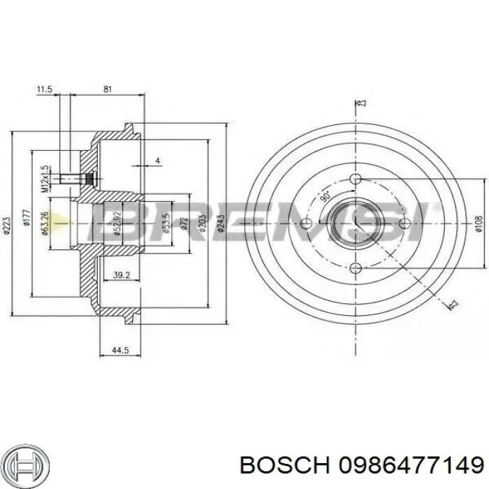 Tambor de freno trasero Bosch 0986477149 precio, desde 62,97 EUR