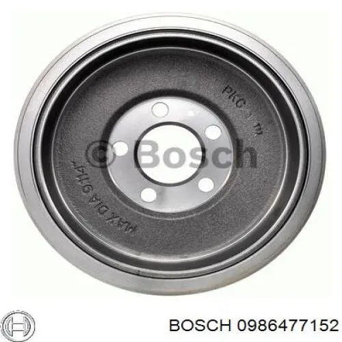 Tambor de freno trasero 0986477152 Bosch