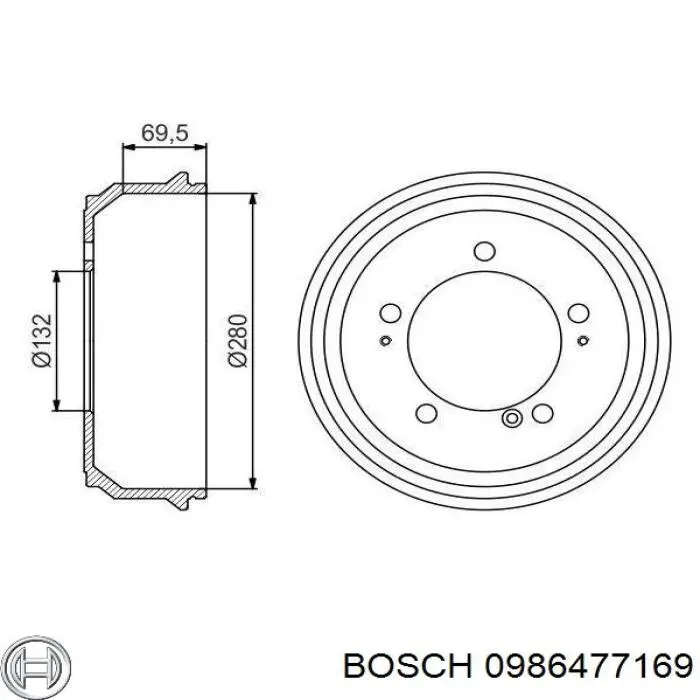 Comprar 0986477169 Bosch Tambor de freno trasero