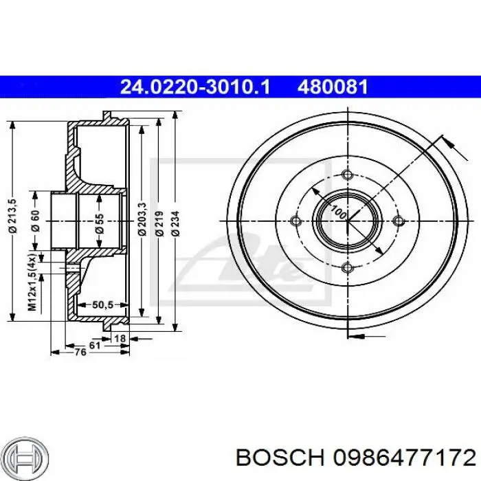 0986477172 Bosch freno de tambor trasero