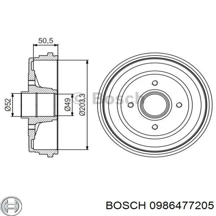 0 986 477 205 Bosch freno de tambor trasero