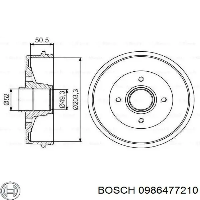 0 986 477 210 Bosch freno de tambor trasero