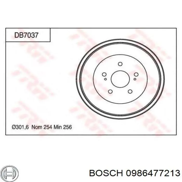 0986477213 Bosch Tambor de freno trasero