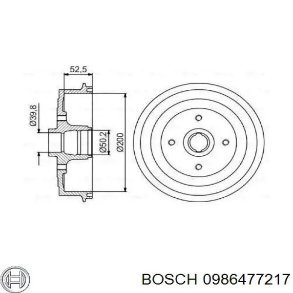 Tambor de freno trasero Bosch 0986477217