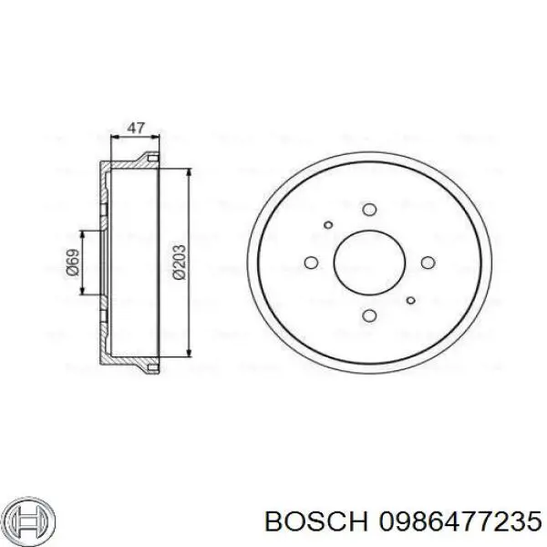 0 986 477 235 Bosch freno de tambor trasero