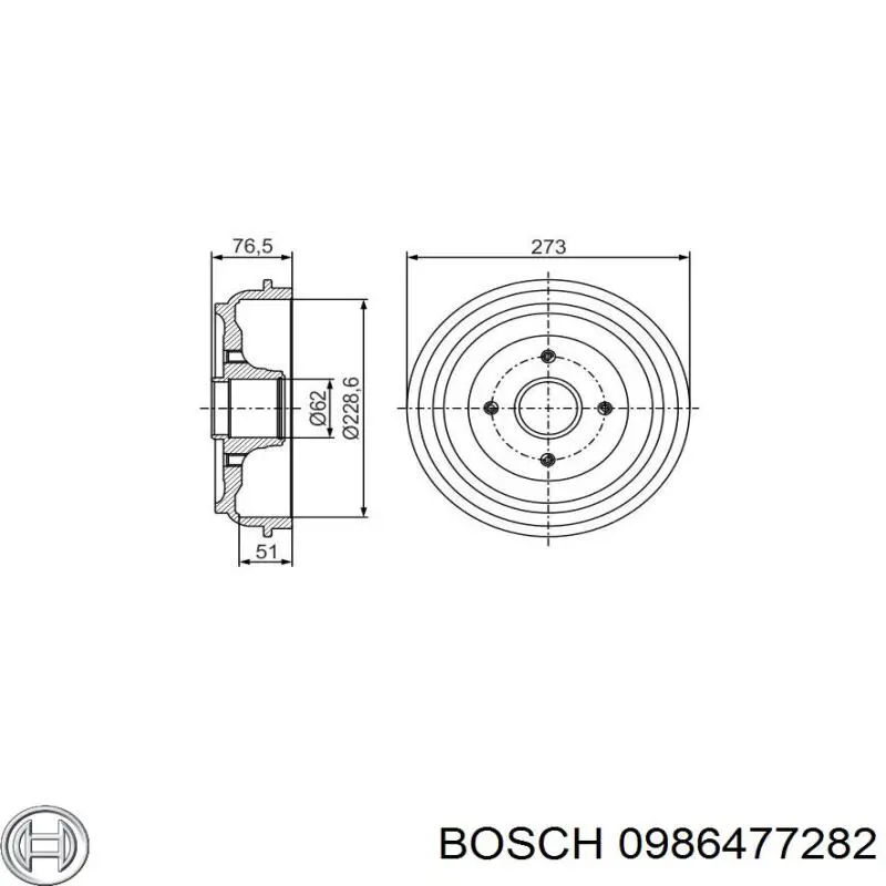 Comprar 0986477282 Bosch Tambor de freno trasero