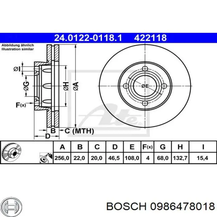 0986478018 Bosch disco de freno delantero