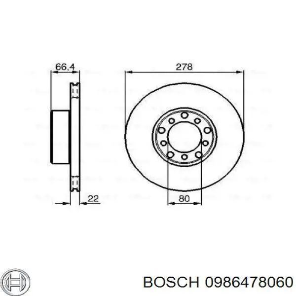 0 986 478 060 Bosch freno de disco delantero