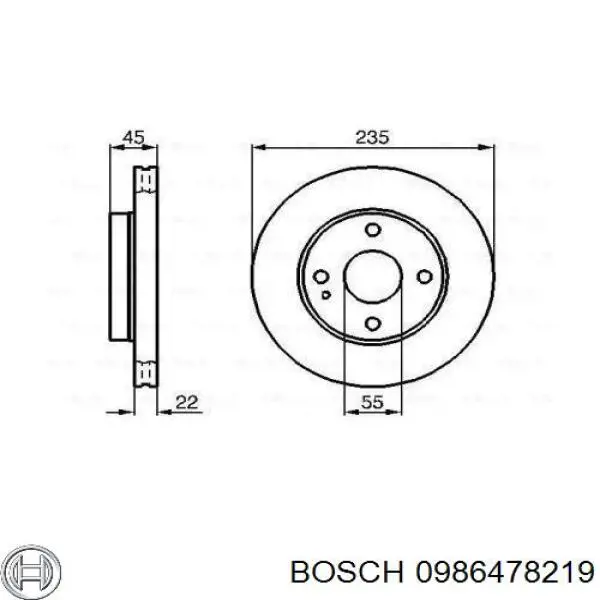 0986478219 Bosch disco de freno delantero