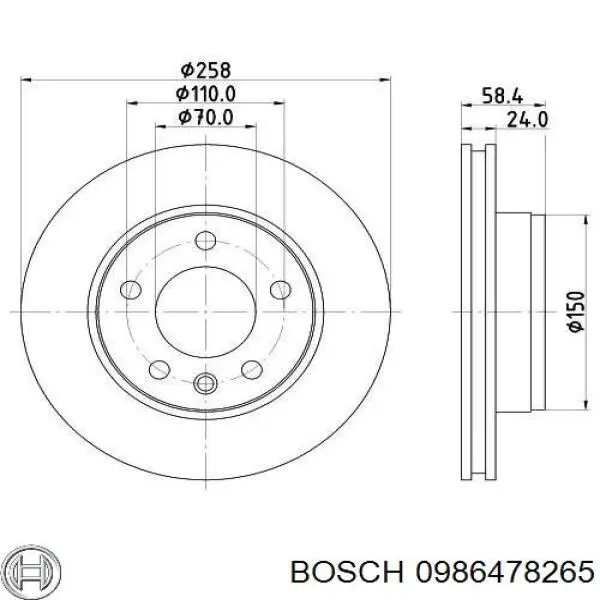 Disco de freno 0986478265 Bosch