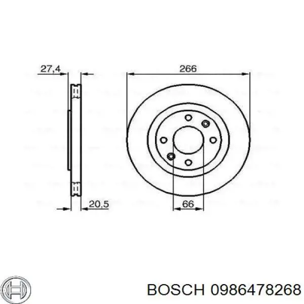 0986478268 Bosch disco de freno delantero
