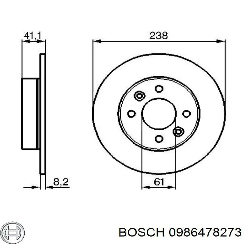 0 986 478 273 Bosch disco de freno delantero