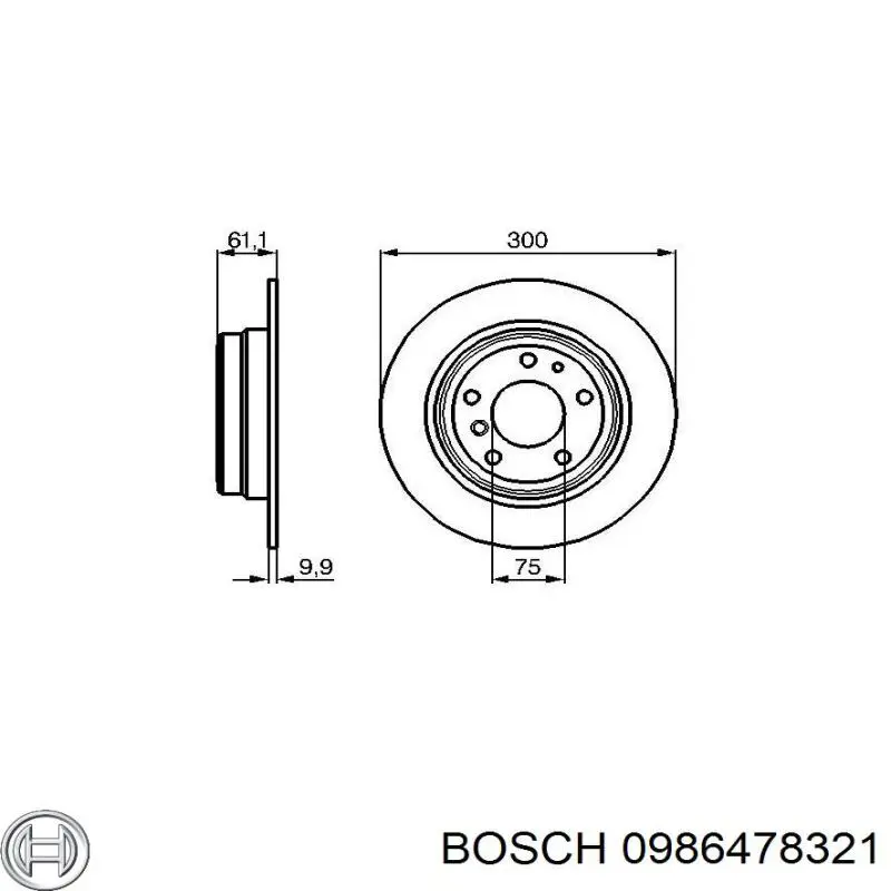 0 986 478 321 Bosch disco de freno trasero