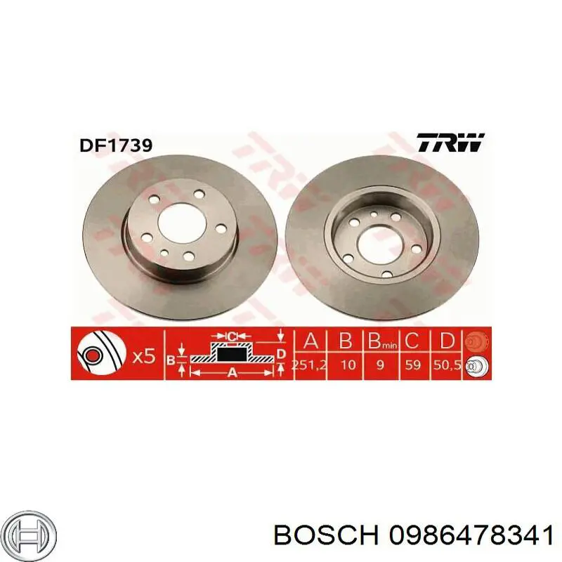 Disco de freno trasero Alfa Romeo 147 937