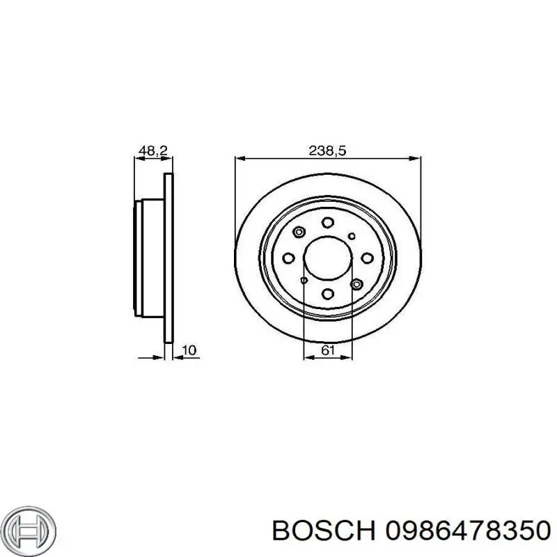 0986478350 Bosch disco de freno trasero