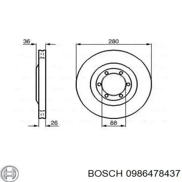 0986478437 Bosch disco de freno delantero
