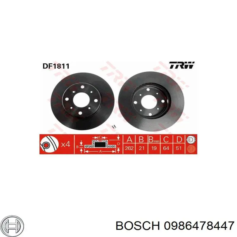 0986478447 Bosch disco de freno delantero