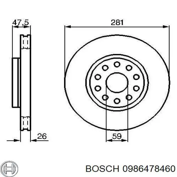 0986478460 Bosch disco de freno delantero
