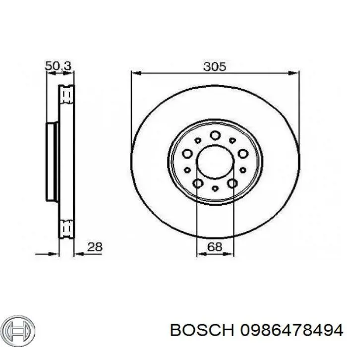 0986478494 Bosch disco de freno delantero