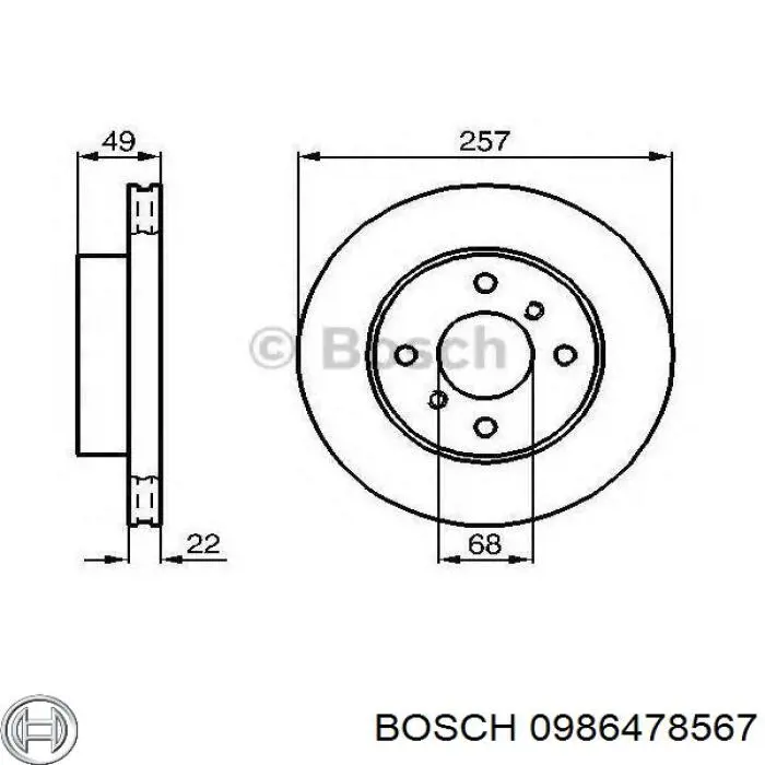 0986478567 Bosch freno de disco delantero