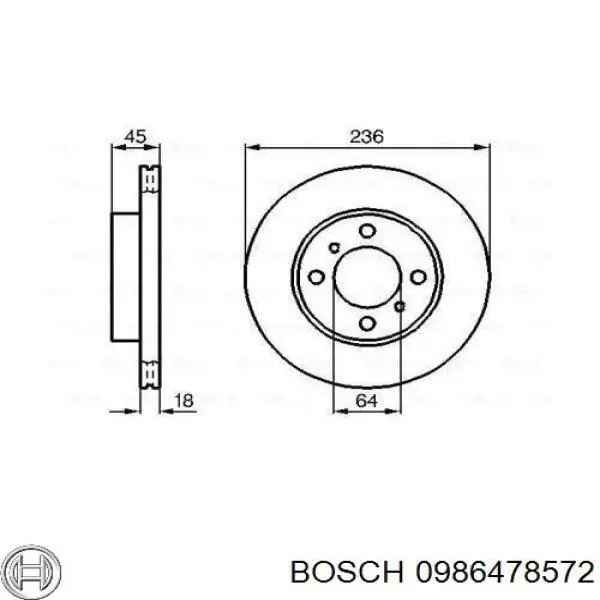 0986478572 Bosch disco de freno delantero