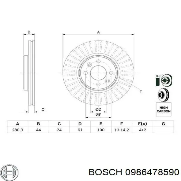 Disco de freno DI033C Japan Parts