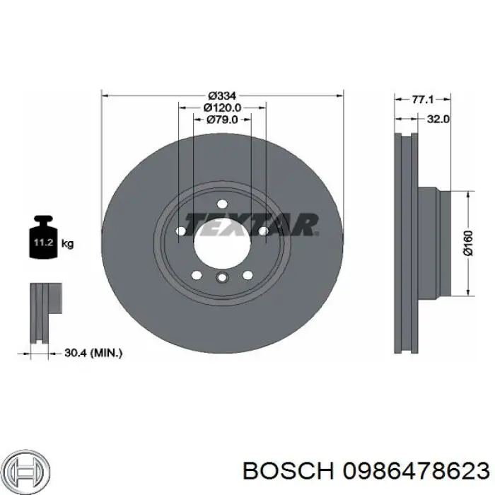 0986478623 Bosch disco de freno delantero