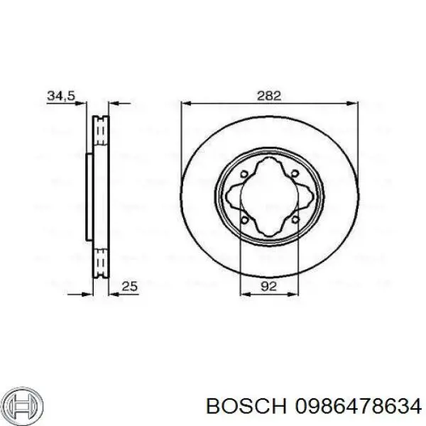 Comprar 0986478634 Bosch Freno de disco delantero