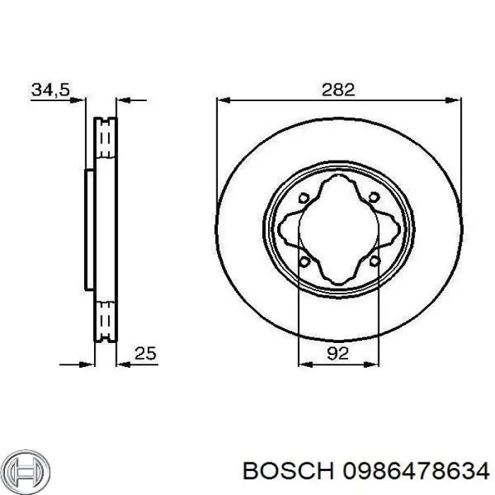 0986478634 Bosch freno de disco delantero