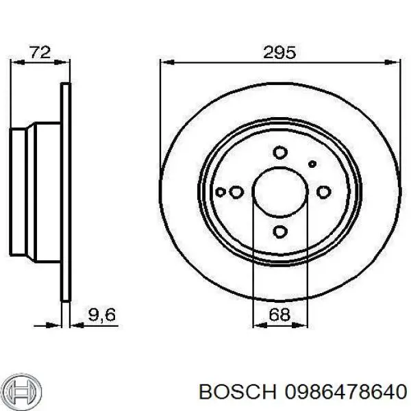 0 986 478 640 Bosch disco de freno trasero