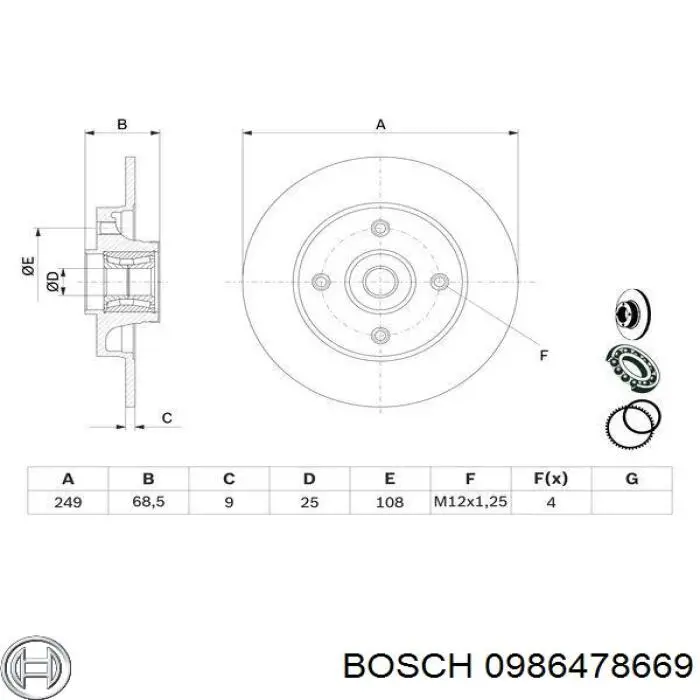0986478669 Bosch disco de freno delantero
